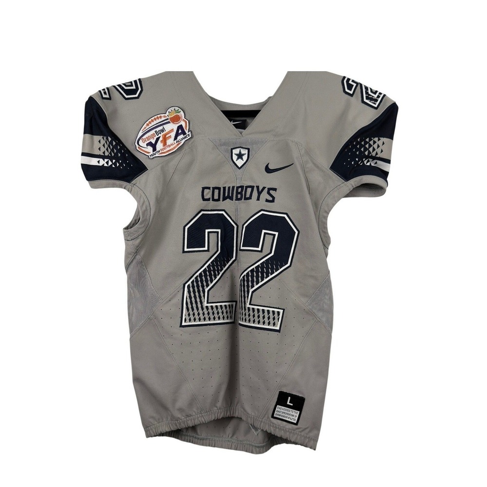 Nike Cowboys Football Jersey Gray Excellent Orange Bowl YFA #22  Youth L